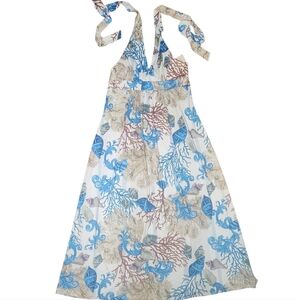 NWT Boston Proper Maxi Halter Sun Dress XL Shells Coral Reef Sunmer Stunning